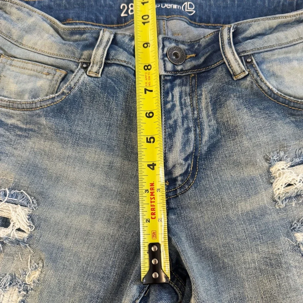 Crysp Denim Men's‎ Distressed Ripped Patch Jeans Sz 28 Blue 28x31 Moto Fit Biker